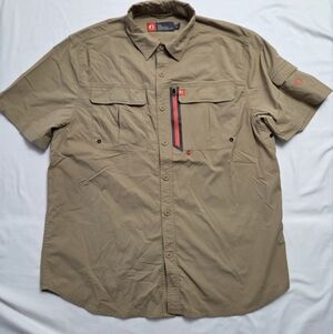 The American Outdoorsman Tan Hiking Fishing Shirt XL